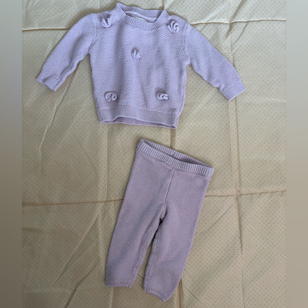 Pink Knit Baby Sweater & Legging Set